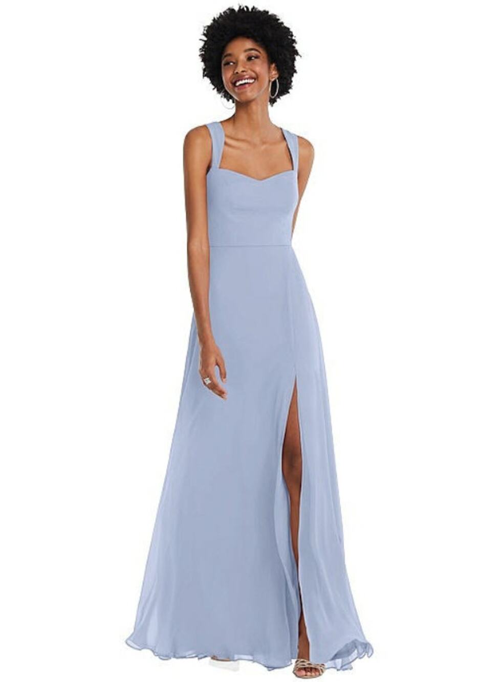 AFTER SIX Lux Chiffon Sweetheart Maxi Dress Size 6R Sky Blue Wide Strap NWT